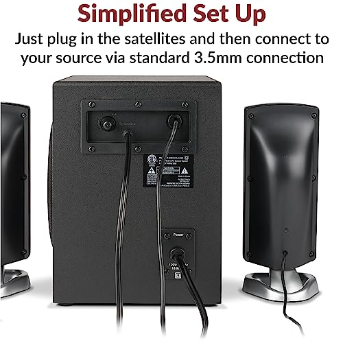 Cyber Acoustics CA-3090 2.1 Speaker System with Subwoofer with 18W of Power – Easy Setup and Convenient Controls, Great for Music, Movies, and Gaming