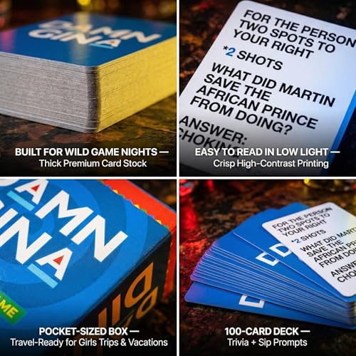 Damn Gina Drinking Game 90s Martin TV Show Trivia Cards Fun Martin Lawrence Party Game with Catchphrases Challenges and Sips Perfect for Game Nights, Family Reunions, Girls Trips and Bachelor Events - color: Drinking