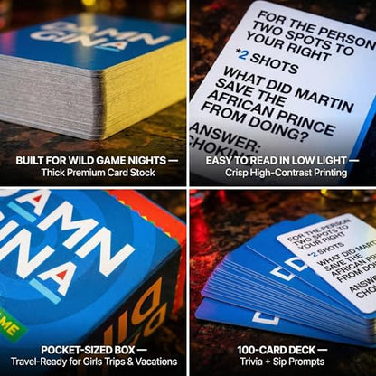 Damn Gina Drinking Game 90s Martin TV Show Trivia Cards Fun Martin Lawrence Party Game with Catchphrases Challenges and Sips Perfect for Game Nights, Family Reunions, Girls Trips and Bachelor Events - color: Drinking