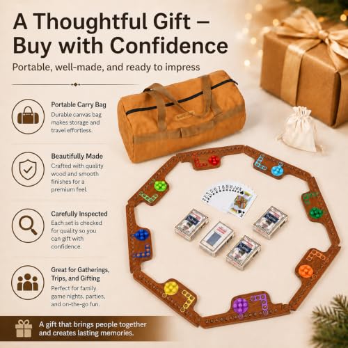 Jokers and Marbles Board Game Set – Wooden Marble Game with 40 Marbles, 4 Decks of Cards, Instructions, 2–8 Player Family Tabletop Game, Portable Travel Party Board Game with Carry Bag - color: Espresso Stained