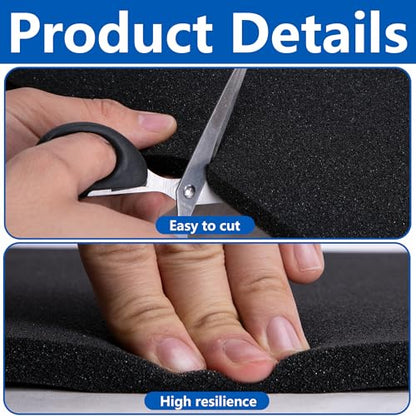 DECOHS 4 Pcs Black Polyurethane Foam Sheets, 16 x 12 x 0.5 Inch Cuttable Craft Foam Inserts for Cases, Packing Foam Pads for Toolbox Camera Storage and Crafts - color: 16x12x0.5Inch - 4Pcs