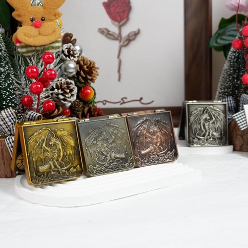 Metal DND Dice Set 7-in-1 Spinner with Dragon Case - Silver | Foldable polyhedral dice, for Dungeons & Dragons RPG games, Premium metal spinner,3D dragon, storage case included - color: Silver