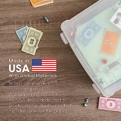 IRIS USA Board Game Storage |Made in USA| Slim Craft Case (10-Pack) - Clear | Fits 8.5" x 11" & A4 Paper, Organizers with Built-In Handle & Snap-Tight Lids, Containers for Puzzles, Art & Scrapbooking - size: 10 Pack
