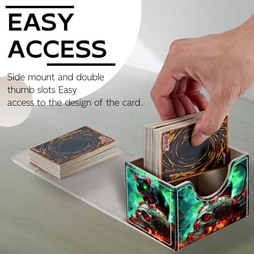 Trading Card Storage Box, Holds 100+ for MTG Cards, Premium PU Leather with Magnetic Closure, Black Rat On A Skull Durable Deck Box for Magic the Gathering, Trading Card Games - color: Black Rat On A Skull