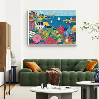 300 Piece Puzzles for Adults Kid,Large Piece Seaside Harbor Sailboat Puzzle