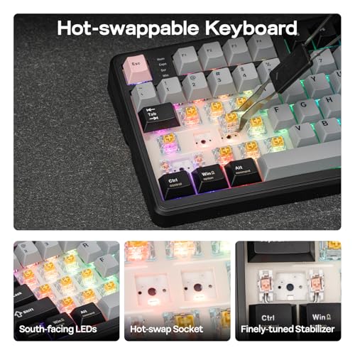 EPOMAKER TH99 PRO 96% Mechanical Keyboard with Screen & Knob, 10000mAh, 2.4Ghz/BT, Hot Swap, Custom Driver, RGB Backlight, PBT Keycap, Wireless Gaming Keyboard for PC/Mac (Black, Creamy Jade) - color: Black, size: Creamy Jade