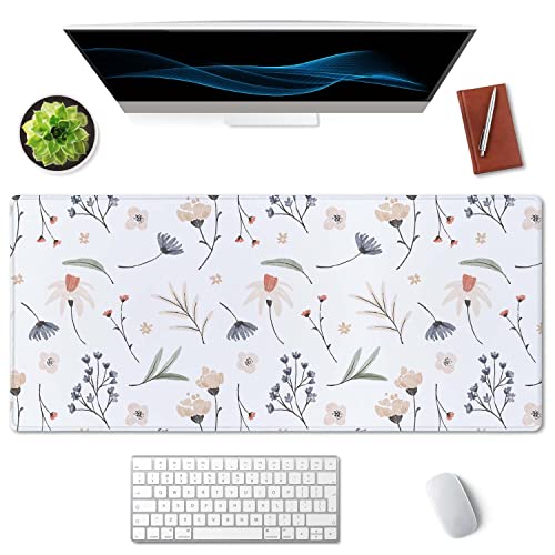 SSOIU Extra Large Flowers Desk Mat, Cute XXL Gaming Mouse Pad 35.5" X 15.7" - color: Flowers Desk Mat