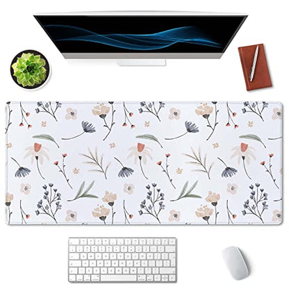 SSOIU Extra Large Flowers Desk Mat, Cute XXL Gaming Mouse Pad 35.5" X 15.7" - color: Flowers Desk Mat