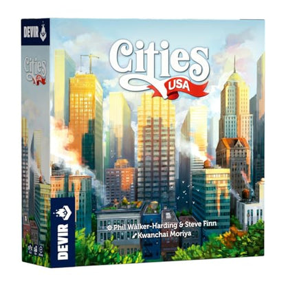 Devir - Cities USA Board Game, Modern City Building Strategy Game with Worker Placement for Adults & Kids, 2–4 Players, Ages 10+, 35 Playtime, (English Version) - color: City Usa