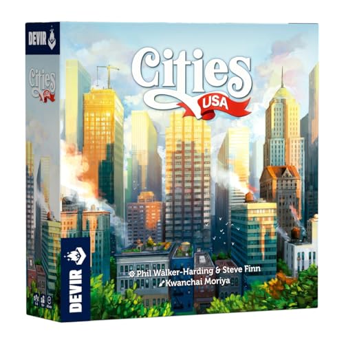Devir - Cities USA Board Game, Modern City Building Strategy Game with Worker Placement for Adults & Kids, 2–4 Players, Ages 10+, 35 Playtime, (English Version) - color: City Usa