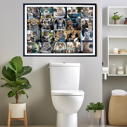 Think2Master Pooping Cats 250 Pieces Jigsaw Puzzle Featuring heartwarming Kittens and Cats. Perfect Bathroom Decoration, White Elephant Gag Gift. Fun Puzzle for Adults & Teens. Size: 14.2” X 19.3” - style: Pooping Cats
