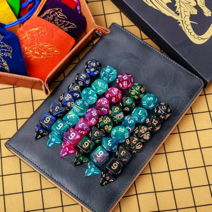 DND Dice Set 42 Pcs Polyhedral Dungeons and Dragons Rolling Dice for D&D RPG MTG Table Games Dice Bulk with Colorful Drawstring Bags and Dice Tray (Cartoon) - color: Cartoon