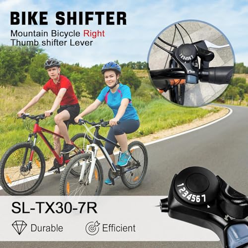 Bike Shifter, SL-TX30-7R Speed Shift Lever and Set, One Pair 3X7 Bike Thumb Gear Shifters for Mountaiity Road Folding Bicycle | Bike shifter. Durable, ergonomic design. Compatible with mountain, road, folding bikes. Easy install. - size: SL-TX30-3x7