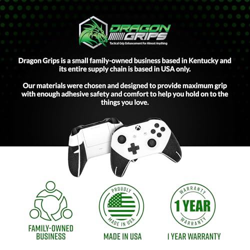 Dragon Grips Xbox Controller Grips - Ultra Thin 0.5mm Anti-Slip Textured Rubber Grip Accessory for Xbox One & Elite Controllers - Full Coverage for Triggers, D-Pad, Top Buttons, Made in USA, Pack of 1 - size: 1 Sheet Per Pack