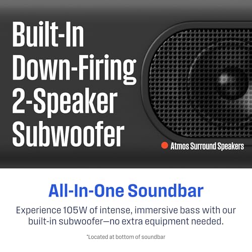Westinghouse 3.1.2 All-in-One Soundbar with Built-in Subwoofer, Dolby Atmos & Digital Plus, Built-in Low Frequency Driver and Height Speakers, 210W Surround Sound, HDMI/eArc, Bluetooth, Roku TV Ready - size: 3.1.2 Channel All-in-One Soundbar
