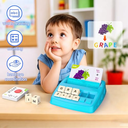 Toys for 3-8 Year Olds Boys Girls, Matching Letter Game Educational Games for Kids Ages 3-8 Birthday Gifts for 3-8 Year Olds Boys Girls Preschool Kindergarten Educational Spelling Toys Light Blue - color: Light Blue