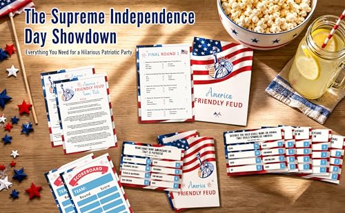 4th of July Trivia Game, America Friendly Feud Game Set, Independence Day Game Supplies, 4th of July Games for Adults and Teens, Feud Quiz, Independence Day Group Game, Fun Party Game