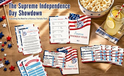 4th of July Trivia Game, America Friendly Feud Game Set, Independence Day Game Supplies, 4th of July Games for Adults and Teens, Feud Quiz, Independence Day Group Game, Fun Party Game