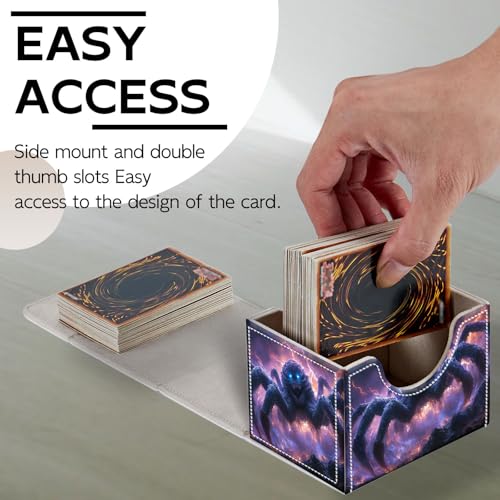 Trading Card Storage Box, Holds 100+ for MTG Cards, PU Leather with Magnetic Closure, Frost Spider with Glowing Blue Eyes Durable Deck Box for Magic the Gathering, Trading Card Games - color: Frost Spider with Glowing Blue Eyes