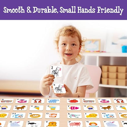 Hebayy 52 PCS Alphabet Memory Game, 26 Pairs Uppercase & Lowercase Letters Matching Game, Educational Early Learning Toy for Toddlers, Kindergarten, Kids 3+ - style: Alphabet