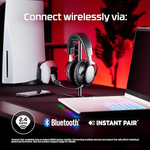 HyperX Cloud III S – Wireless Gaming Headset for Multi-Platform, 2.4GHz, Bluetooth, Battery Life up to 120 Hours 2.4GHz / 200 Hours Bluetooth, 53mm Angled Drivers, Detachable Mic – Black - color: Black