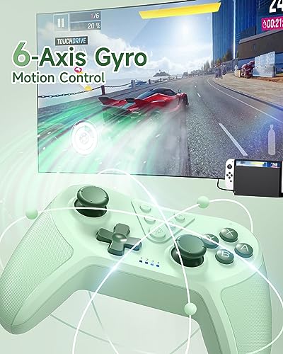 EasySMX Wireless Pro Controller for Switch/Switch Lite/Switch OLED, T37 Wireless Switch Controller with 6-Axis Gyro, Motion Support, Adjustable Dual Turbo, Enhanced Switch Remote Gamepad - color: Green