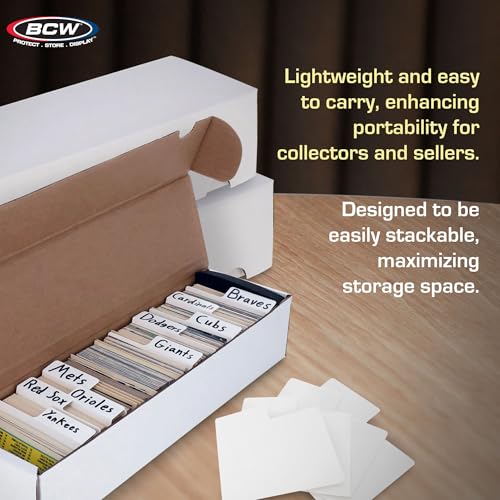 BCW 800ct Trading Card Storage Box & Horizontal Card Dividers – 6 Boxes & 30 Dividers | Sports Card, TCG & CCG Organizer | Trading Card Storage Solution - style: 6 Boxes + 30 Dividers