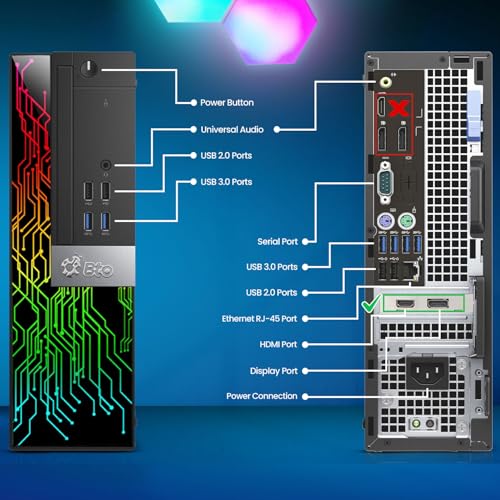 BTO RGB Desktop Computer - Intel Core i7-6700 6th Gen - 16GB DDR4 RAM - 256GB SSD - 500GB HDD - GeForce GTX 1050Ti - RGB Keyboard & Mouse - WiFi - Gaming PC - Windows 11 Pro (Renewed)