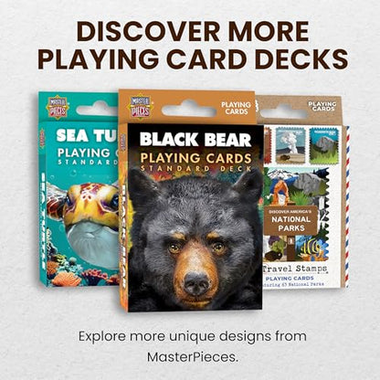 Masterpieces Black Bear Playing Cards Deck - Animal Themed Standard 54 Card Deck, Unique Black Bear Face Cards & Jokers, Retro Style, for Families & Adults - style: Black Bear