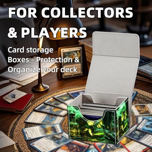 Trading Card Storage Box, Holds 100+ for MTG Cards, PU Leather with Magnetic Closure, Glowing Poison Skull Potion Durable Deck Box for Magic the Gathering, Trading Card Games - color: Glowing Poison Skull Potion
