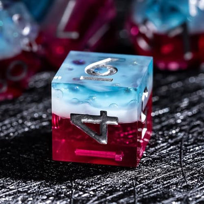 7PCS Cocktail Dice Set,Handmade Sharp Edge Dice Set D&D RPG Polyhedral Die,for Dungeons and Dragons TTRPG Games Roleplaying Games,with Gift Box.(Pink Blue) - color: Cocktail Pink Blue