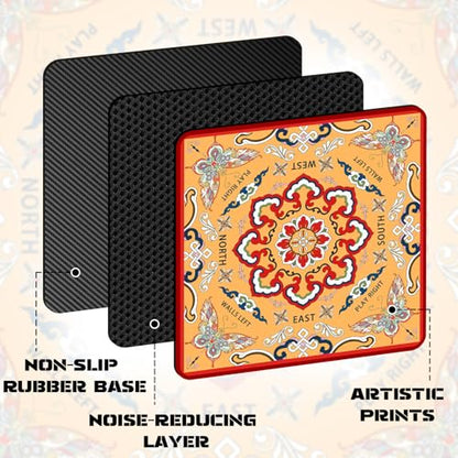Orange Mahjong Mat Table (31.5X 31.5 in), Non-Slip Noise Reduction | Retro Butterfly Mahjong Table Mat, Mah Jong Mat with Carrying Bag, Game Table Cover for Mahjongs Poker Card Dominoes Birthday - color: Retro Butterfly