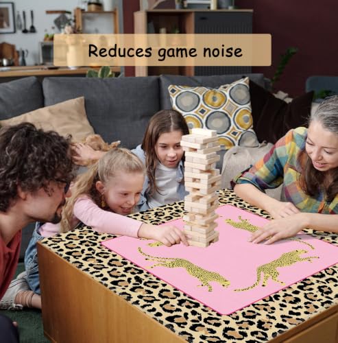 Hot Pink Cute Leopard Mahjong Mat 31.5 x 31.5 Inch, Preppy Pink Y2K Cheetah Non-Slip Noise Reduction Mahjong Table Mat for American Mah Jong Poker Card Board Games Dominoes - color: Pink Leopard