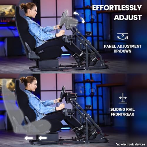 Marada Racing Simulator Cockpit with Black Seat Compatible with Logitech/Thrustmaster G29 G920 G923 T80 T150,Adjustable&Foldable Steering Wheel Stand,Wheel Pedals&Shifter Not Include