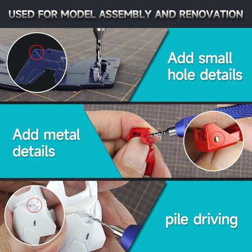 stedi Manual Pin Vise Hand Drill, Premium Hobby Model Making Tools | Ultra-Precision Dual Bearing Hand Drill for Gundam, Miniature Military Model, 3D Resin Parts, Blue - color: Blue Handle (Handle Only)