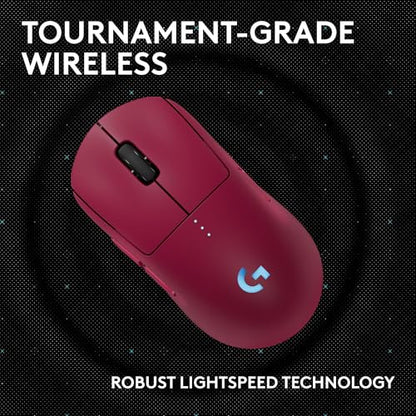 Logitech G PRO 2 Lightspeed Ambidextrous Wireless Gaming Mouse - Magenta | Symmetrical design, <4 customizable magnetic side buttons, USB-C charging, PowerPlay Wireless Charging Supported, For PC/Mac - color: Magenta