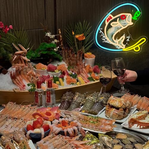 Fishing Neon Sign, Gone Fishing Led Neon Sign Light for Wall Decor Fish Hook Man Cave Light Up Sign Party Decorations for Gear Store Angler Teen Boy Dad Gift Dimmable USB Powered(13.8"*10.6") - style: Fishing