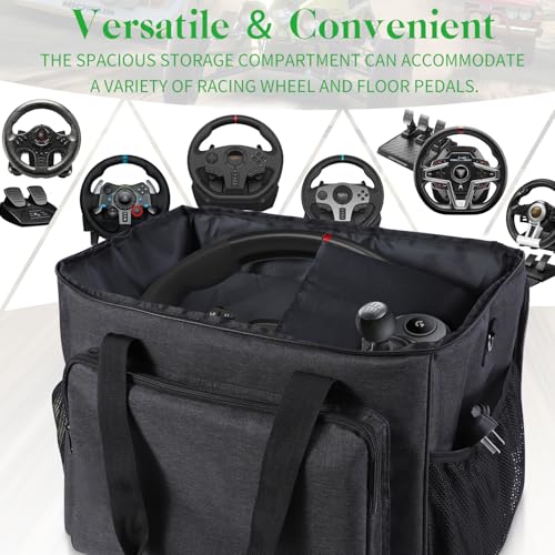 Storage Case for Driving Force Racing Wheel and Floor Pedals | Portable Pedals Carrying Organizer with Shoulder Strap Steering Wheel Storage Carrying Case for PS5 PS4 PC