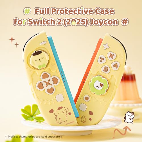 Kuitmor Silicone Protective Shell Compatible with Joy con of Switch 2, Soft Silicone Cover Case, Anti-Scratch Protective Case for Switch 2025 Controllers (Yellow Pompompurin)