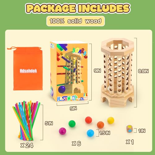 Wooden Ball Drop Board Game for Kids Ages 3-6, Montessori Family Game | Stick Drop Challenge • Fine Motor Skills • Family Fun • Montessori Learning