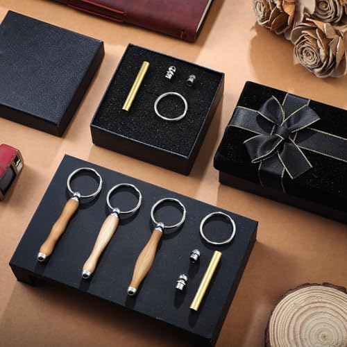 XunYee 12 Pcs WoodTurning Keychain Kit Woodturning Project Kit Wood Turning accessories Mandrel Woodturning keychain for Carpentry woodworker gift (Sliver) - color: Sliver