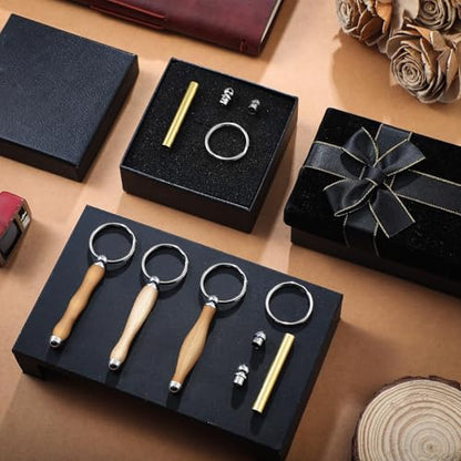 XunYee 12 Pcs WoodTurning Keychain Kit Woodturning Project Kit Wood Turning accessories Mandrel Woodturning keychain for Carpentry woodworker gift (Sliver) - color: Sliver