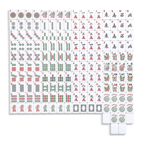 American Mahjong Tile Set, 166 White Tiles Mahjong Set, 4 Transparent All-in-One Racks/Pushers, Complete Game Set with Purple Printed Carrying Bag - color: Purple