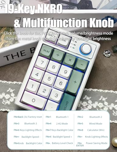 Gasket Creamy Mechanical Numpad Programmable Keypad RGB LED Backlit | Wireless 2.4G/Bluetooth/Wired USB-C Hot Swappable Macro Number Pad Rechargeable Numeric Keyboard Metal Knob, Botanic Garden - color: Botanic Garden