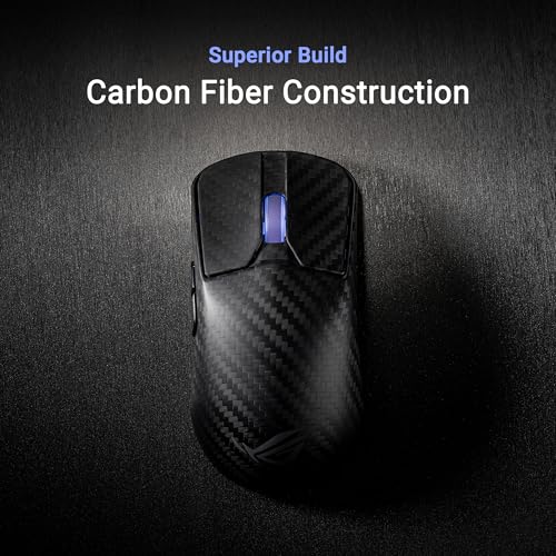 ASUS ROG Harpe Ace Extreme Wireless Esports Gaming Mouse – Carbon Fiber Build, 47g Lightweight, Tri-Mode Connectivity, 42K DPI, up to 70Hr Battery, Glass Skates, Pro-Approved, PC/Mac Support - Black - color: Black, style: Harpe Ace Extreme