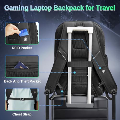 MATEIN 18 inch Gaming Laptop Backpack with Thick Padded Laptop Compartment | Anti Theft, Extra Large Backpack with Rain Cover, Waterproof Travel Bag, Tech Organizer Gaming Accessories