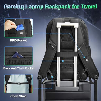 MATEIN 18 inch Gaming Laptop Backpack with Thick Padded Laptop Compartment | Anti Theft, Extra Large Backpack with Rain Cover, Waterproof Travel Bag, Tech Organizer Gaming Accessories