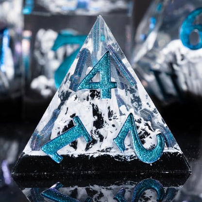 DND Sharp Edge Resin Dice,Mountain RPG Dice, 7 Piece Role Playing Dice Set for Dungeons and Dragons for 15 Years and Up