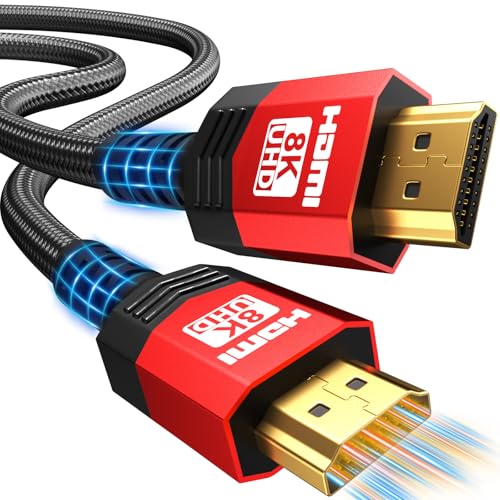8K HDMI 2.1 Cable 20 FT,48Gbps Ultra High Speed Braided Gaming Cord Support 10K 8K@60Hz 4K@120Hz/144Hz HDCP 2.2&2.3 eARC DTS:X HDR10 VRR Compatible for RTX 5090/PS5/Xbox X/S/TV etc - size: 20 ft