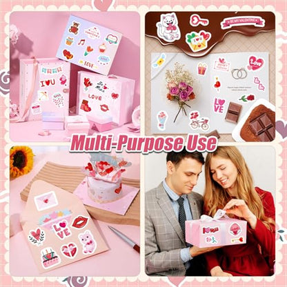 24 Sheets Valentine Stickers for Kids - 8 Diverse Valentines Love Stickers Designs - Valentine's Day Party Favors Crafts Gifts & Decorations Activities Supplies - style: Valentine's Day Party
